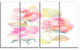 Beautiful Pink Rose Flowers, Large Animal Canvas Art Print, 48"x28", 4 Panels