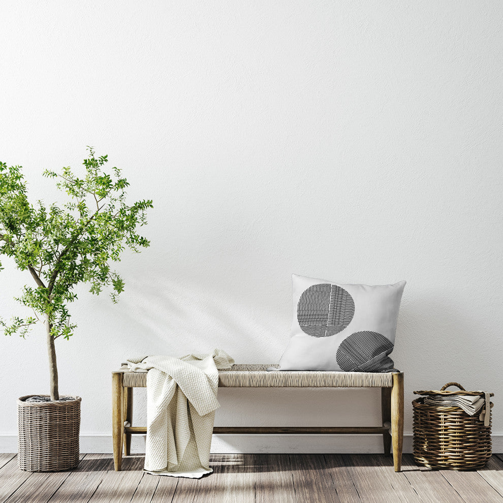 Circles Polyester Indoor Pillow, Raven Black, 20"x20"