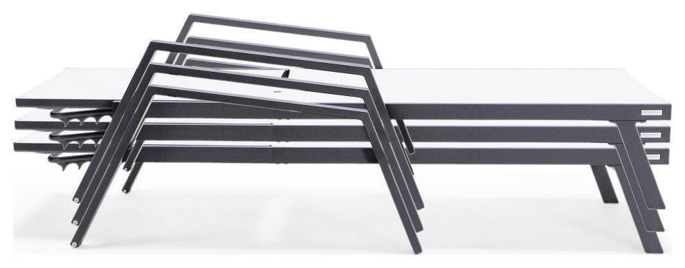 LeisureMod Marlin Outdoor Patio Stackable Chaise Lounge Chair With Armrests, White