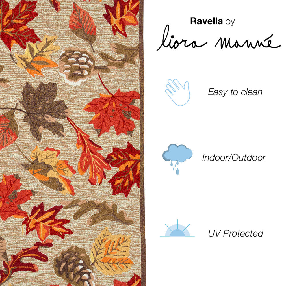 Ravella Falling Leaves Indoor/Outdoor Rug Natural 2'x8'