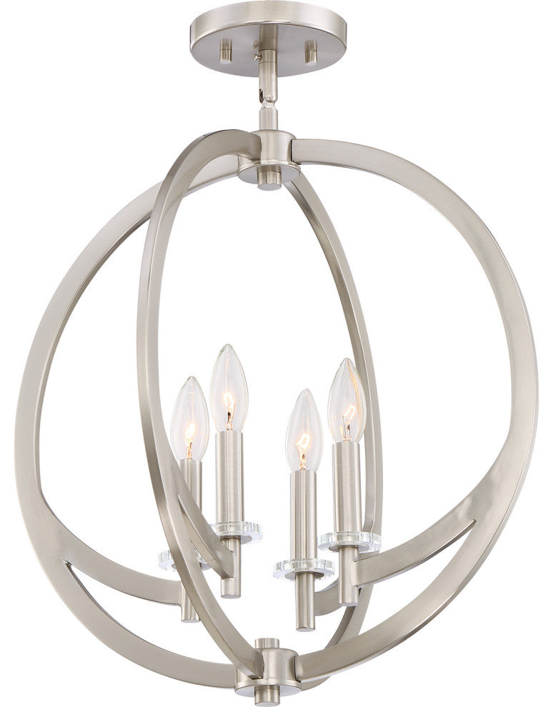 Quoizel ON1718BN Four Light Semi-Flush Mount, Brushed Nickel Finish
