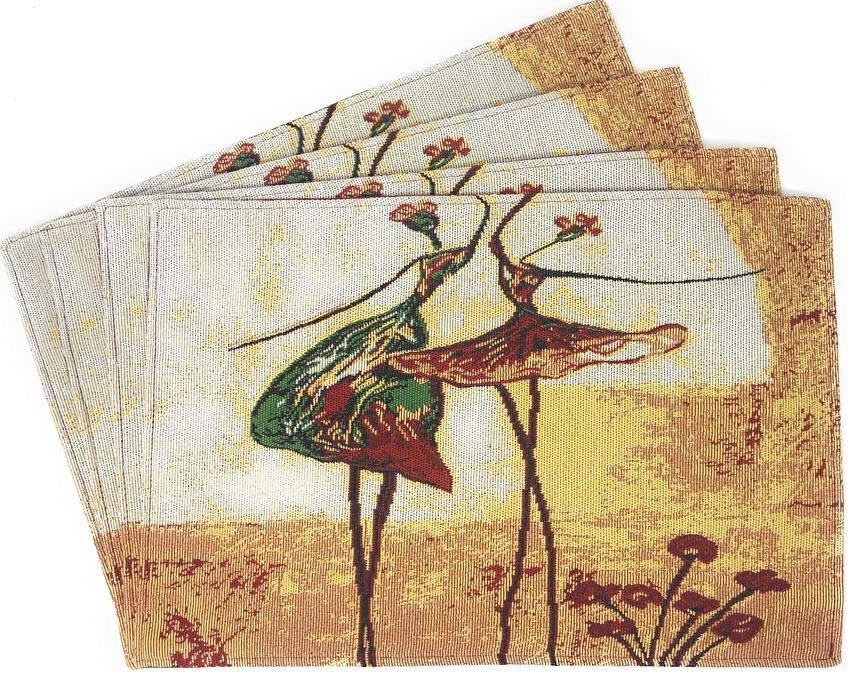 Seasonal Floral Woven Fabric Tapestry Kitchen Table Mats Cloth Placemats, Dancing Ladies