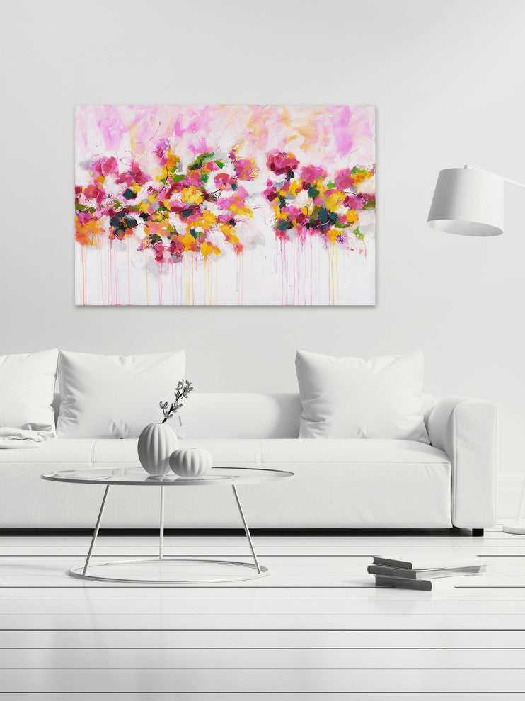 "Blossoming Love" by Julie Joy Painting Print Wrapped Canvas, 18x12