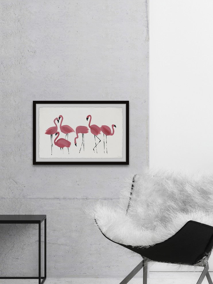 "Flamingo Art" Framed Painting Print, 12"x8"