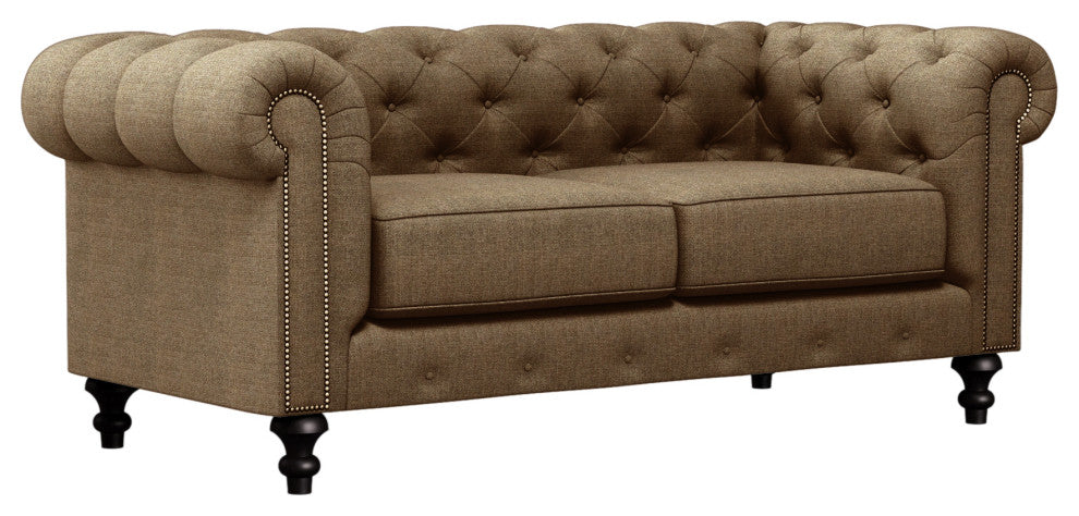 Nativa Interiors London 72" Sofa, Brown, Classic Depth