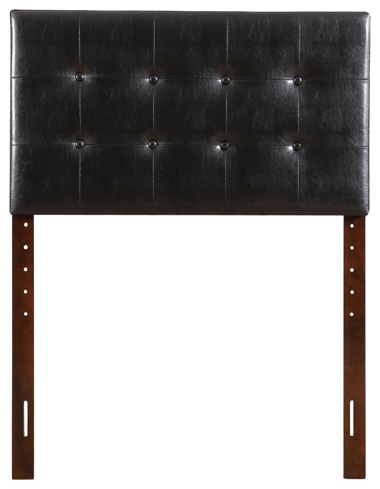 Novo 2 Faux Leather Adjustable Headboard, Black, Twin