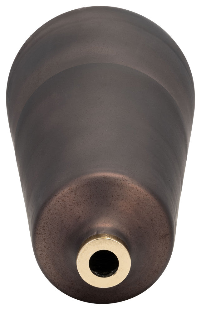 Glass, 21"H Vase, Ring, Bronze