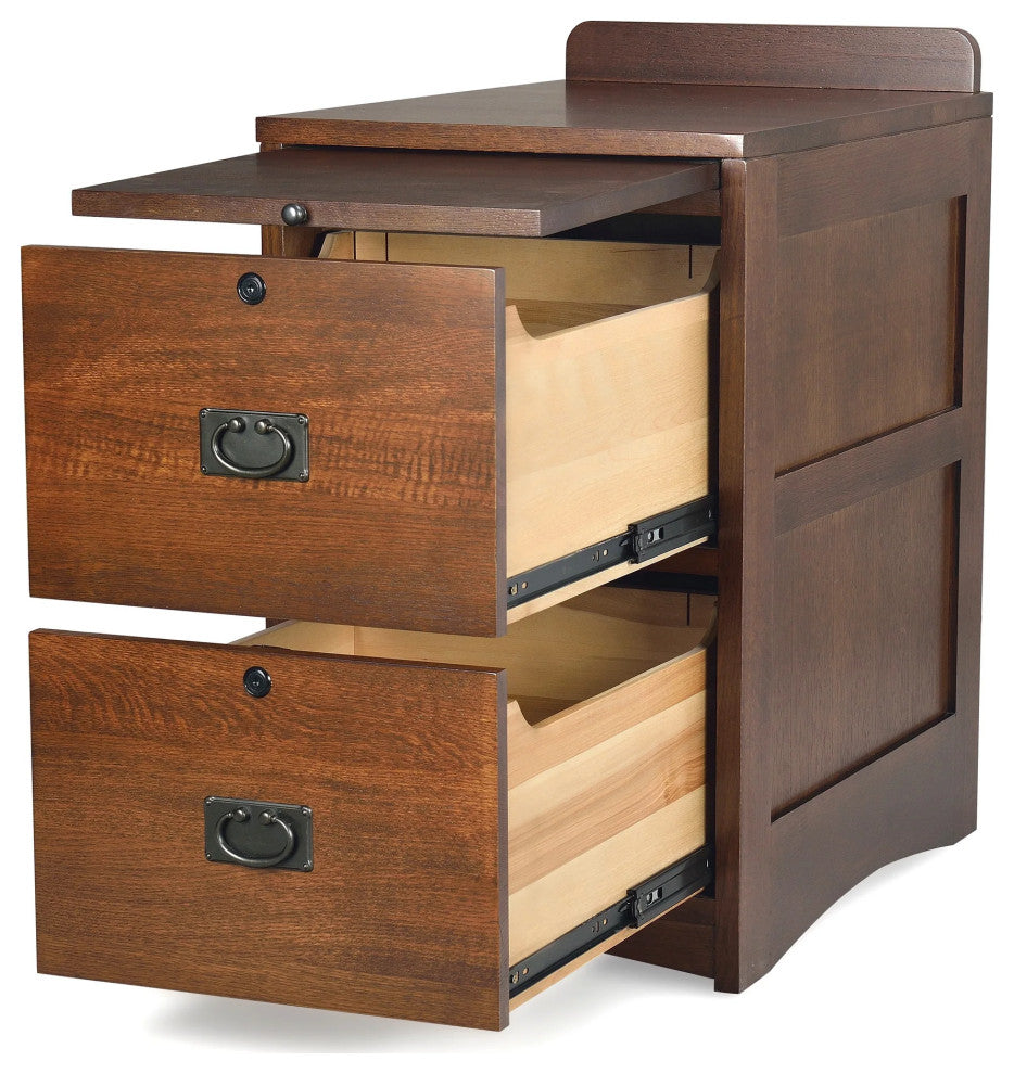 Mission Oak 2 Drawer File Cabinet w/ Writing Tray - Walnut