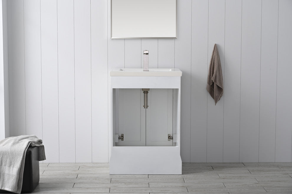 Vanity Art Bathroom Vanity With Sink & Top, White, 24", White Ceramic