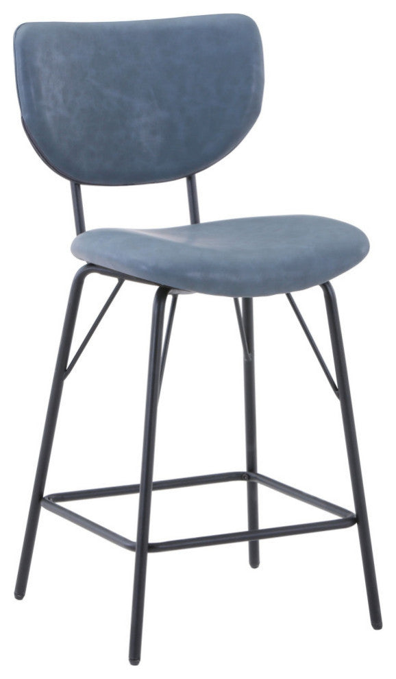 Modern Faux Leather Split-Back Upholstered Counter Height Barstool, Set of 2