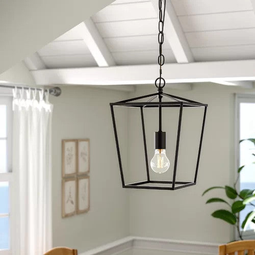 JL Styles Inc Black Single Light Lantern Pendant