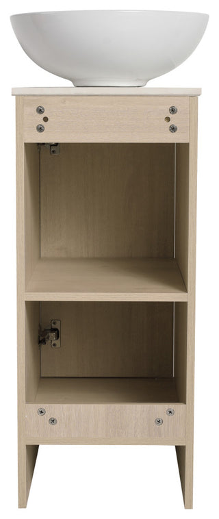 15 Inch Plywood Freestanding Bathroom Vanity Set with Ceramic Sink and Shelf