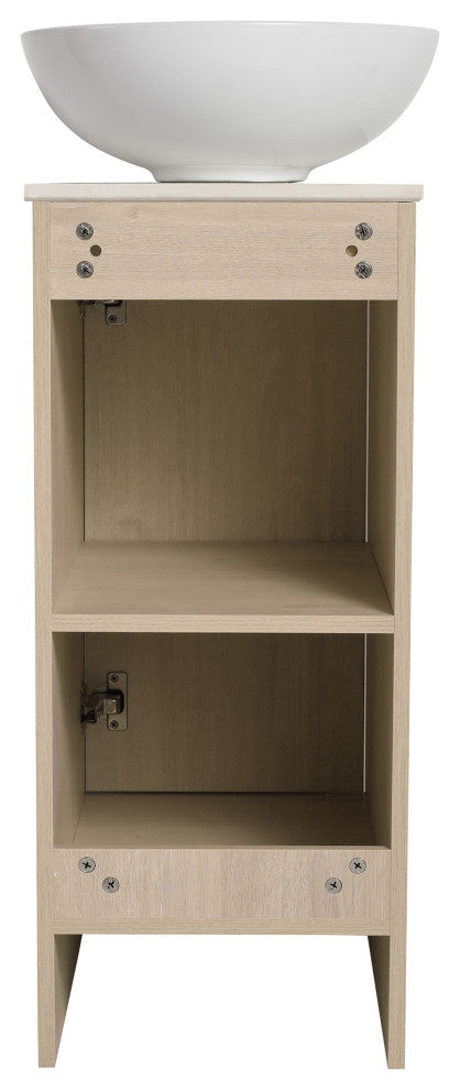 15 Inch Plywood Freestanding Bathroom Vanity Set with Ceramic Sink and Shelf