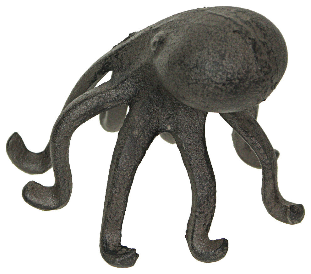 Set of 2 Cast Iron Octopus Bookends - Nautical Decor - Shelf Sculptures