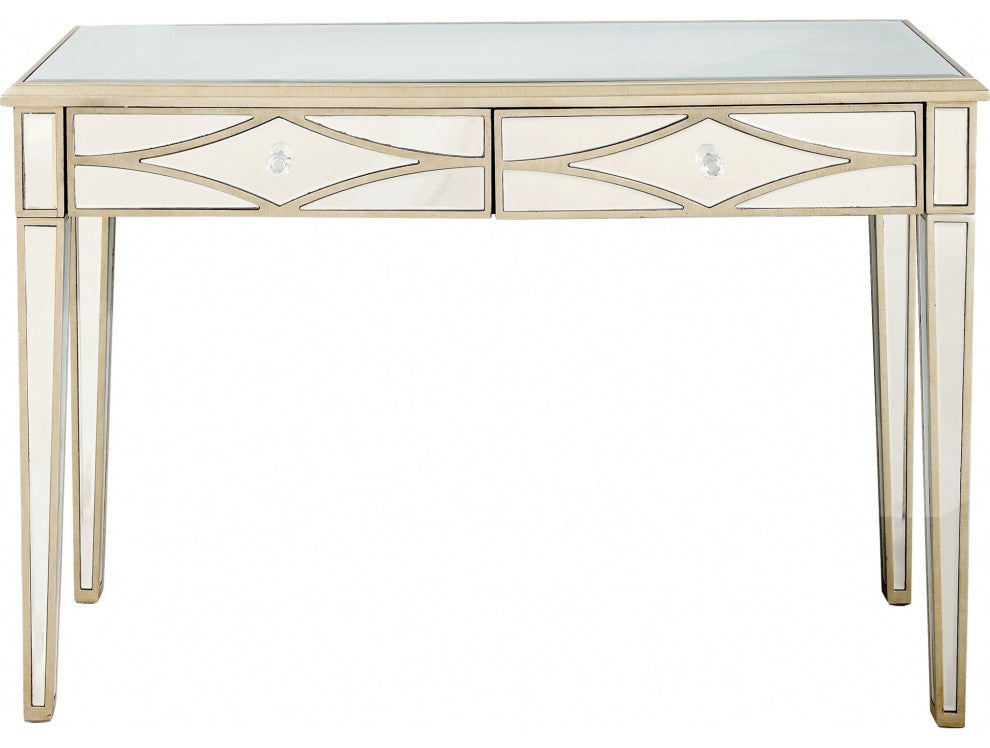 Champagne Finish Console Mirror Table