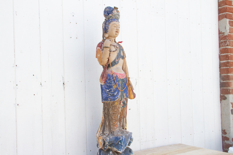 Antique Polychrome Quan-Yin Statue