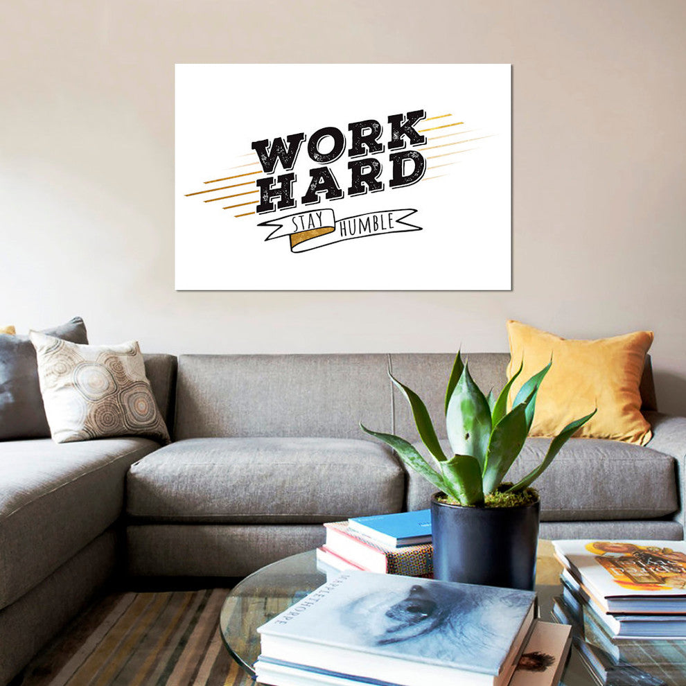 "Work Hard III" by 5by5collective, Canvas Print, 18"x12"