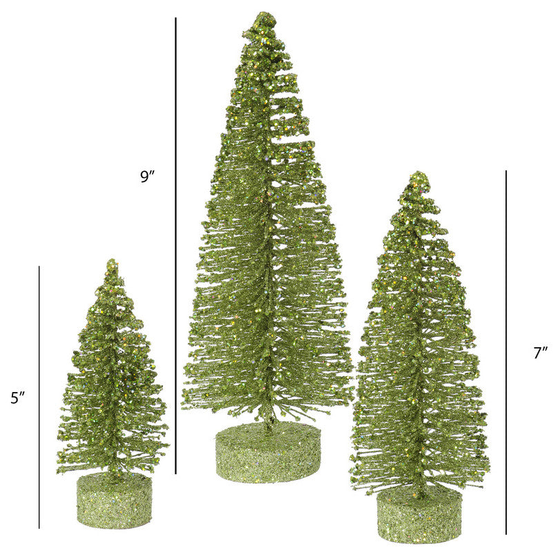 Vickerman L137413 5"/7"/9" Lime Green Glitter Oval Artificial Christmas Tree