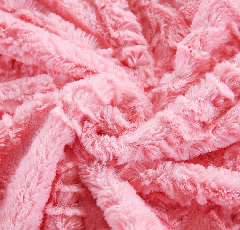 Blushing Rose Embossed Sherpa Fleece Throw Blanket, Pink, 63" X 90"
