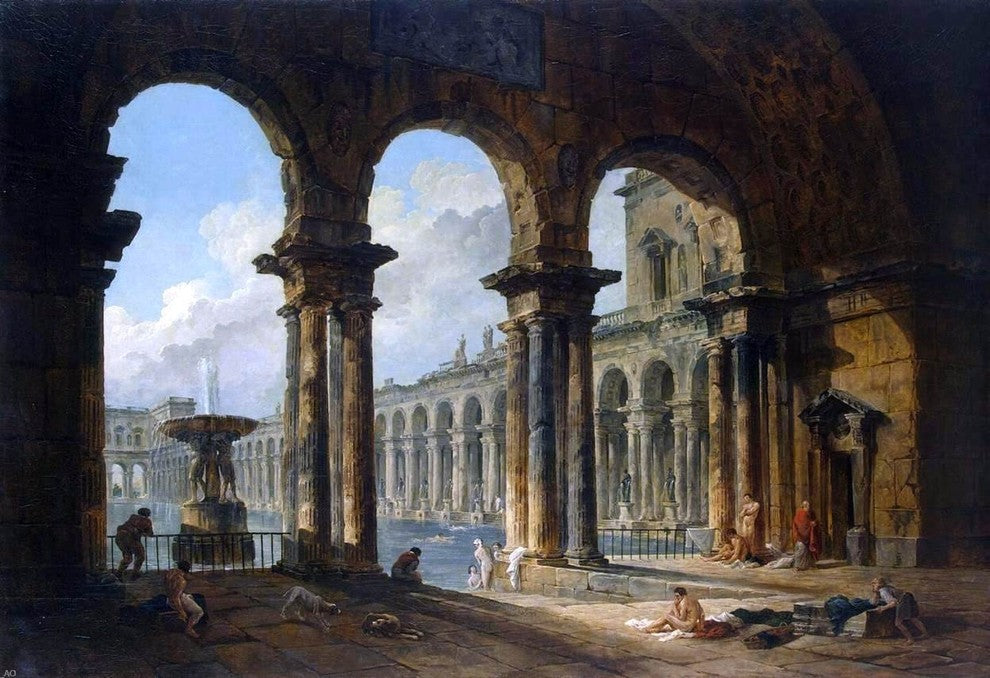 Hubert Robert Ancient Ruins Used as Public Baths Wall Decal
