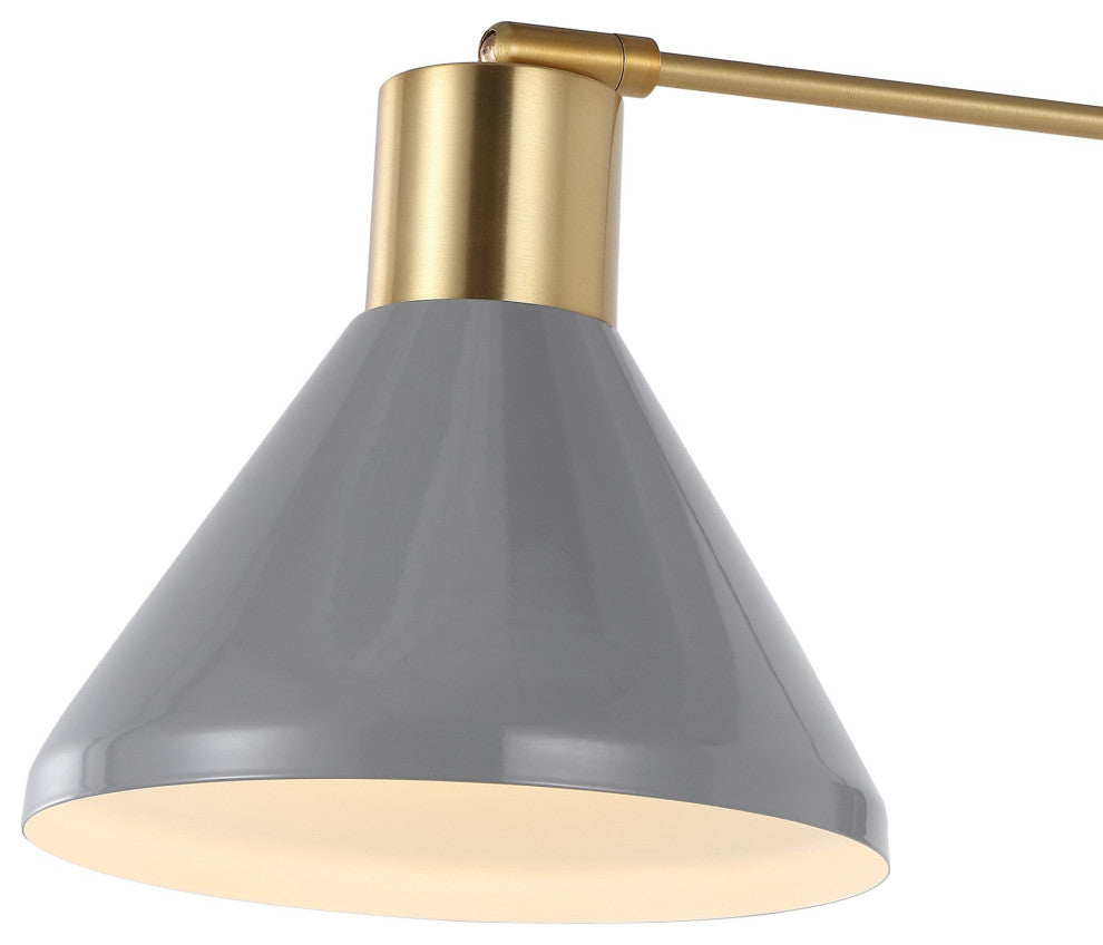Max Swing Arm 1-Light Modern Midcentury Iron USB Charging Port LED Sconce, Gray