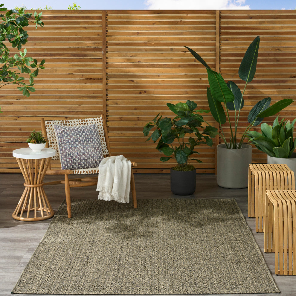Nourison Tulum 5'3" x 7' Olive Outdoor Rug