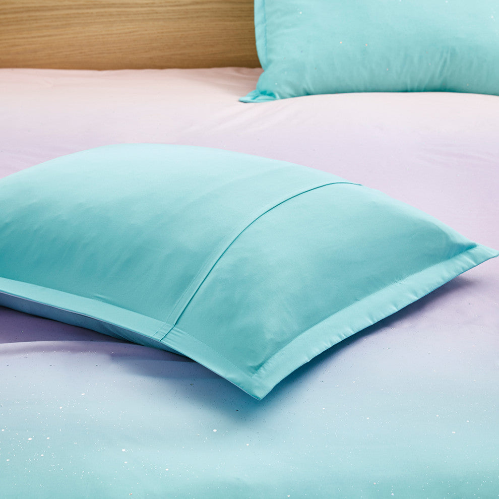Mi Zone Glimmer Metallic Glitter Printed Reversible Duvet Cover Set