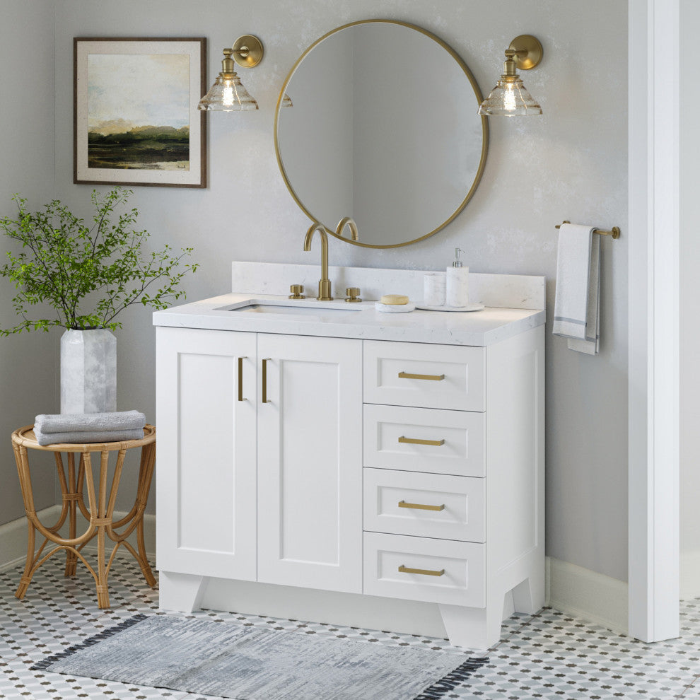 Ariel Taylor 42" Left Offset Single Rectangular Sink Bathroom Vanity