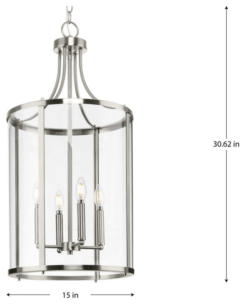 Gilliam Collection Four-Light Brushed Nickel New Traditional Hall Foyer Pendant