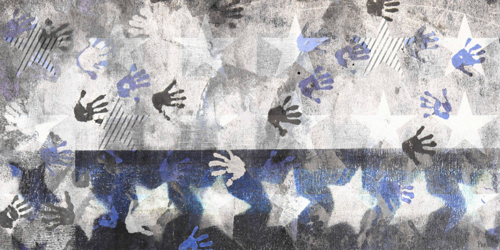 "Hands Across America" Print on Canvas, 24"x12"