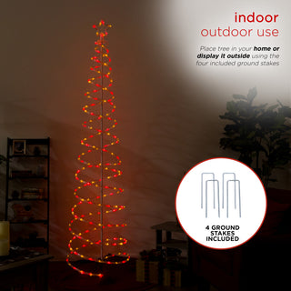 Spiral Multi-Function Over 7 Feet Tall Christmas Tree with Multicolor LED Lights