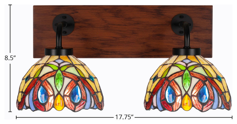 Oxbridge 2-Light Bath Bar, Matte Black & Painted Wood-look Metal/Lynx Art