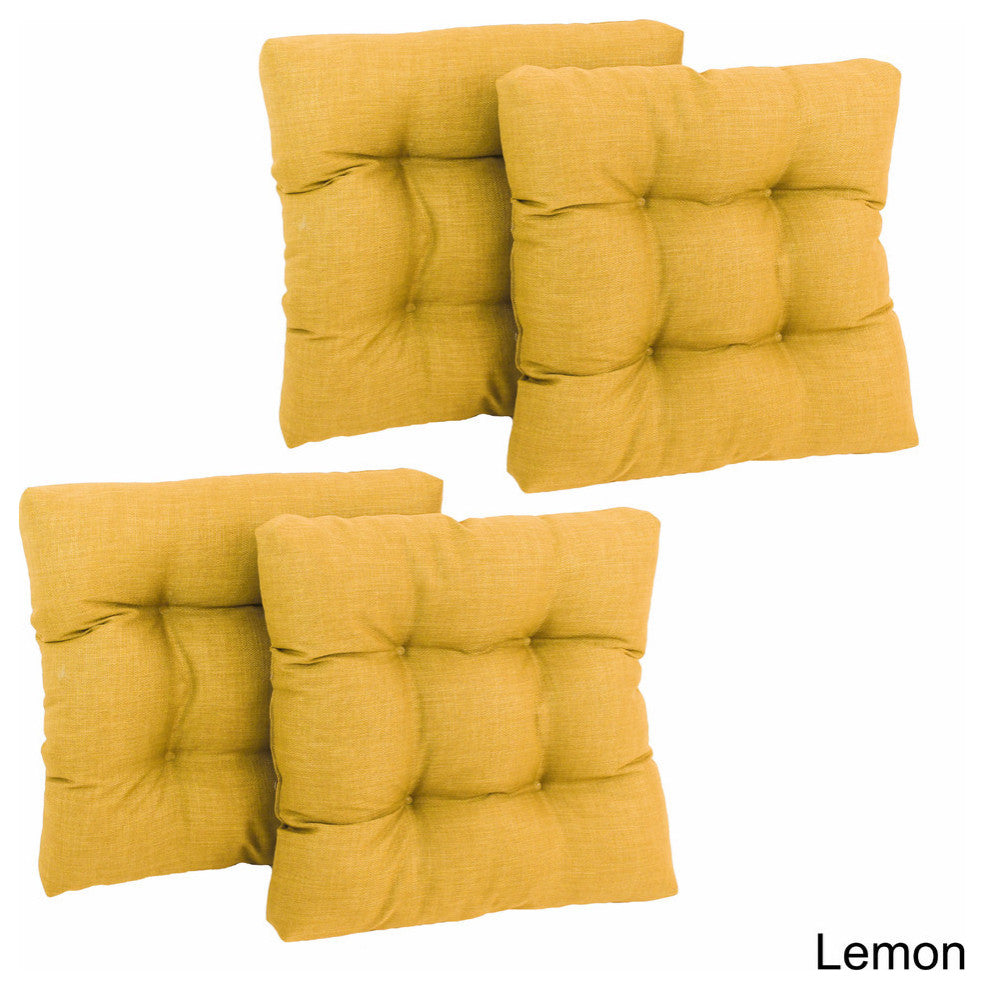 19" Squared Tufted Dining Chair Cushion, Set of 4, Lemon