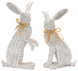 Wicker Rabbit Statue, 2-Piece Set
