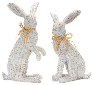 Wicker Rabbit Statue, 2-Piece Set
