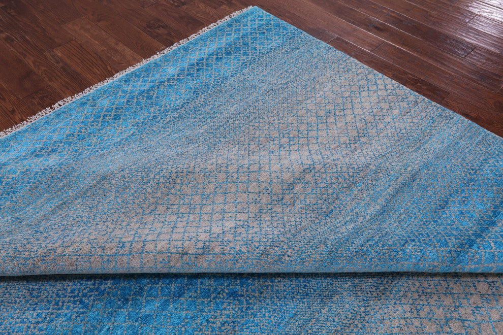 9' 2" X 12' 2" Savannah Grass Wool & Silk Hand-Knotted Rug - Q15437