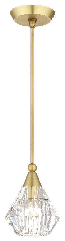 Brussels 1-Light Natural Brass Crystal Single Pendant