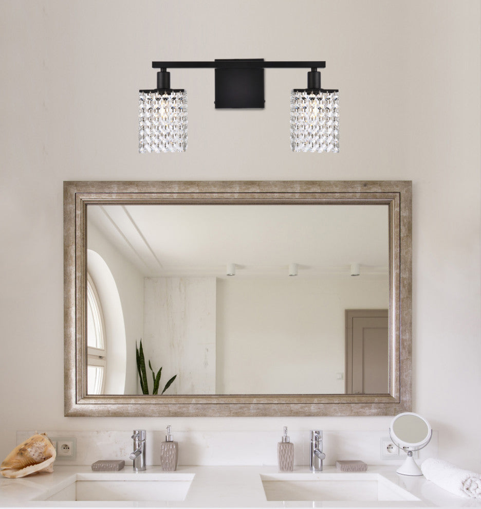 Elegant Lighting LD7008 Phineas 2 Light 18"W Bathroom Vanity - Black