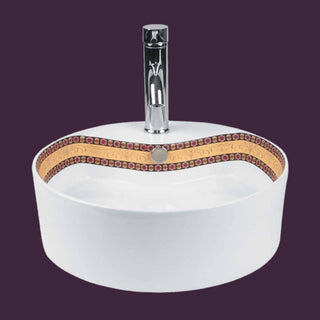 Mosaic 18" Round Countertop Vessel Bathroom Sink with Overflow