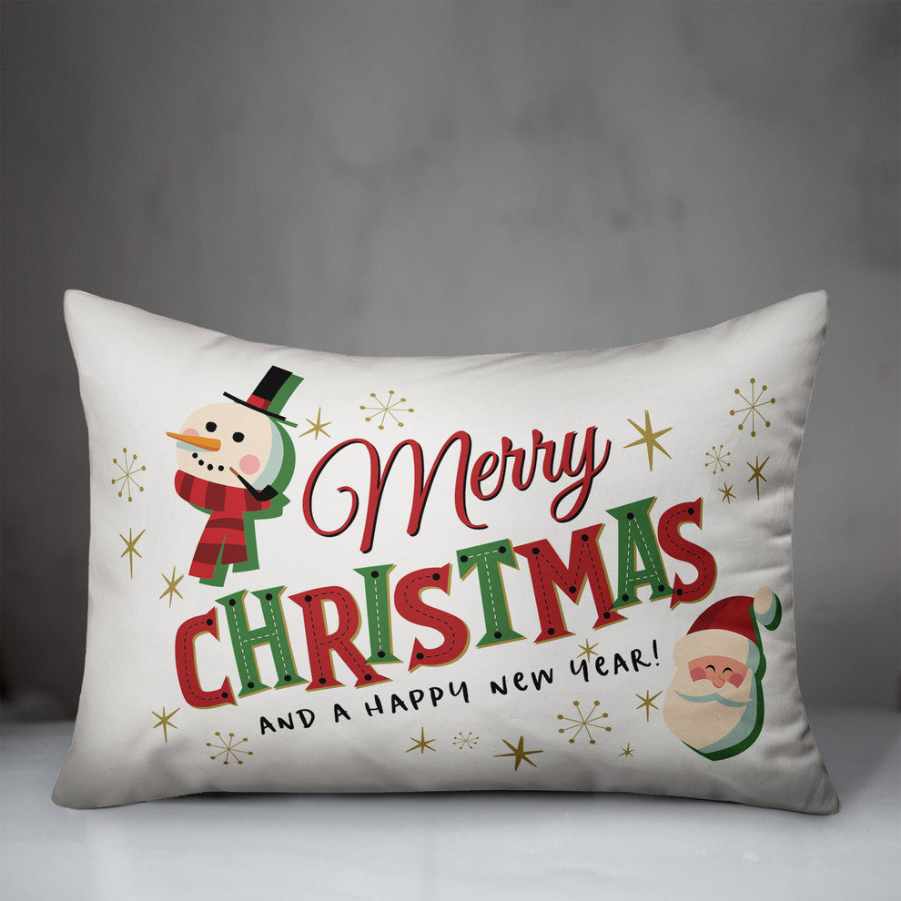 Merry Christmas Lumbar Pillow, 14"x20"