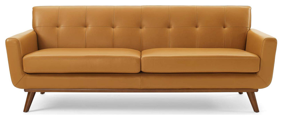 Sofa, Leather, Tan, Modern, Living Lounge Room Hotel Lobby Hospitality