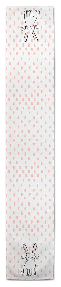 Cute White Rabbit 16x72 Cotton Table Runner