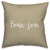 Bone-jour in Beige 18x18 Throw Pillow Cover