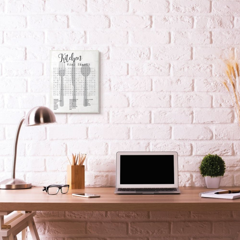 Stupell Industries Kitchen Word Search Fun Family Word Design, 13"x19", Wood