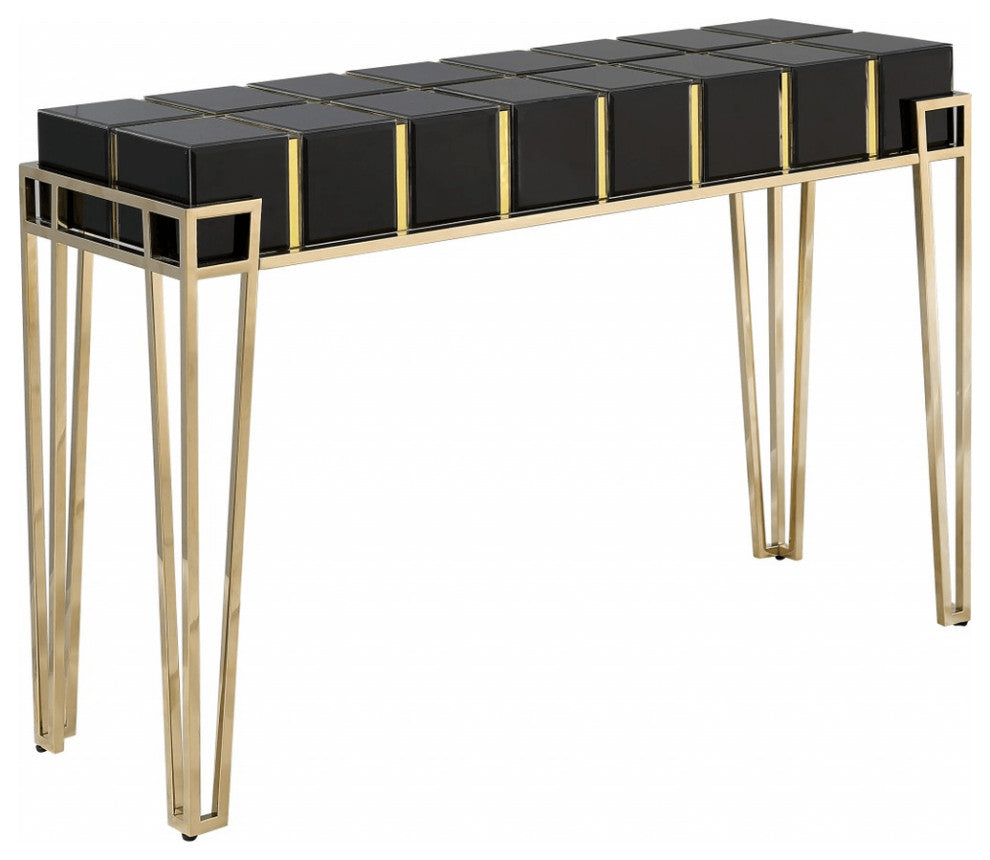Gold and Black Sqaured Console Table