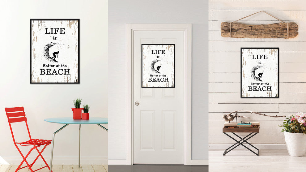 Life Is Better At The Beach Inspirational, Canvas, Picture Frame, 13"X17"