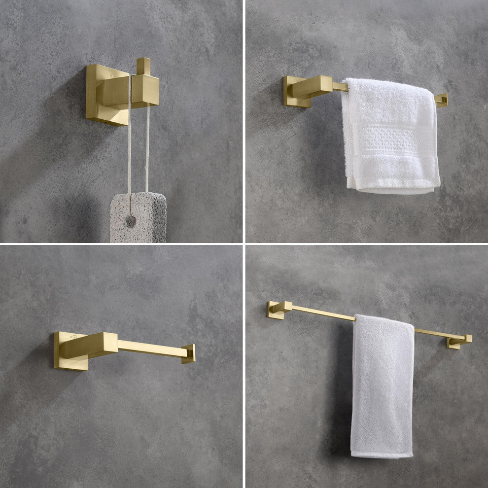 Cube 4 Piece Hardware Set, Brushed Gold, Brush Gold