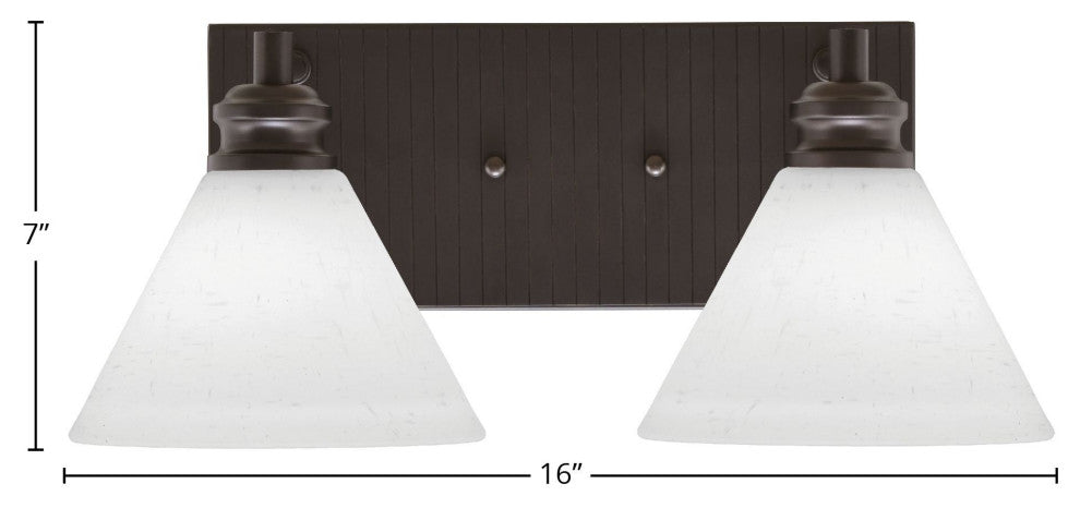 Edge 2-Light Bath Bar, Espresso Finish, 7" White Muslin Glass