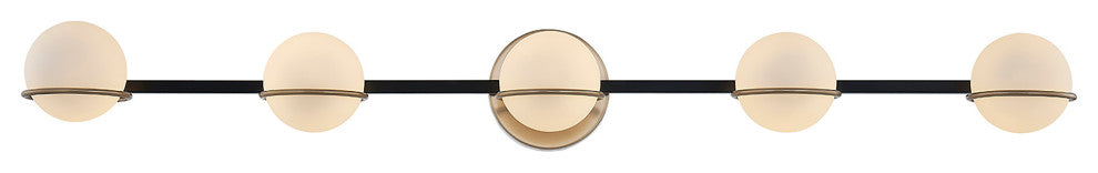 Fusion-Centric 5-Light Bath Bar Matte Black/Brass Finish Opal Glass