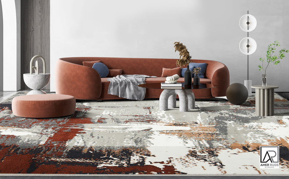 Alpine Ehra Power-Loomed Polypropylene Area Rug, Rust, 10'6" X 13'9"